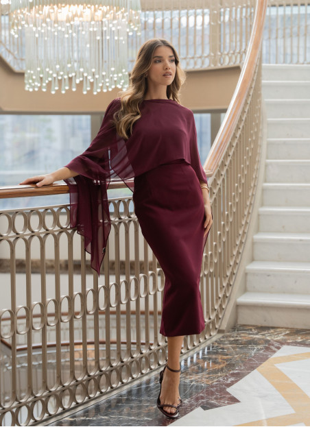 VESTIDO MIDI BORDEAUX