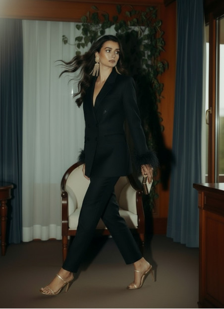 BLACK STRUCTURED PANTS