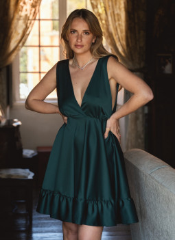 SHORT GREEN DRESS WITH RUFFLE