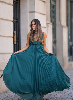 LETZTE - GRÜNES PLISSIERTES KLEID