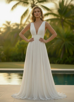 PLISSIERTES WEIßES KLEID