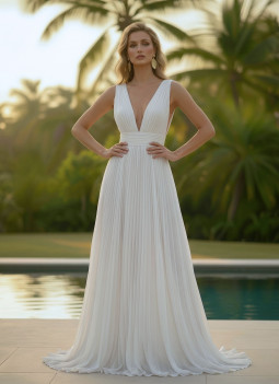 WHITE PLEATED DRESS