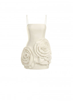 STRUCTURED WHITE DRESS WITH FLOWERS