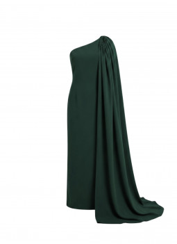 GRÜNES KLEID MIT UMHANG