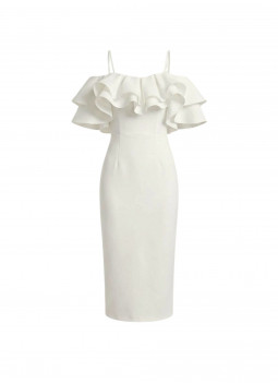 VESTIDO MIDI BRANCO FOLHO