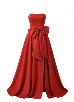 RED STRUCTURED DRESS WITH BOW