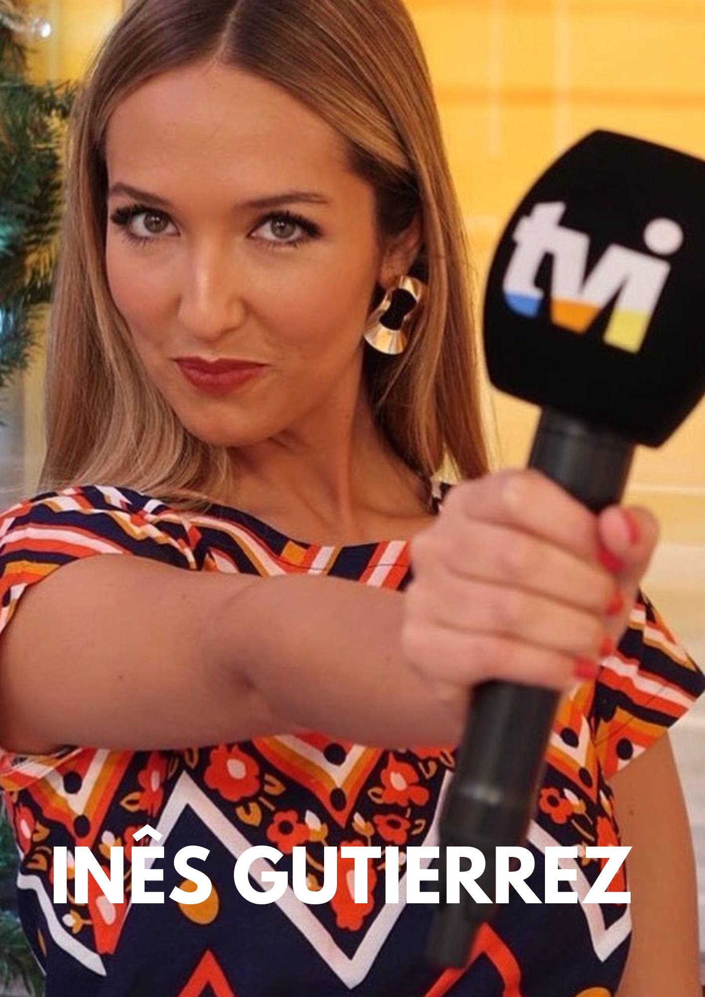 Presentatrice portoghese Inês Gutierrez alla TVI in un set di blusa e gonna di lusso di MAUÎ Official
