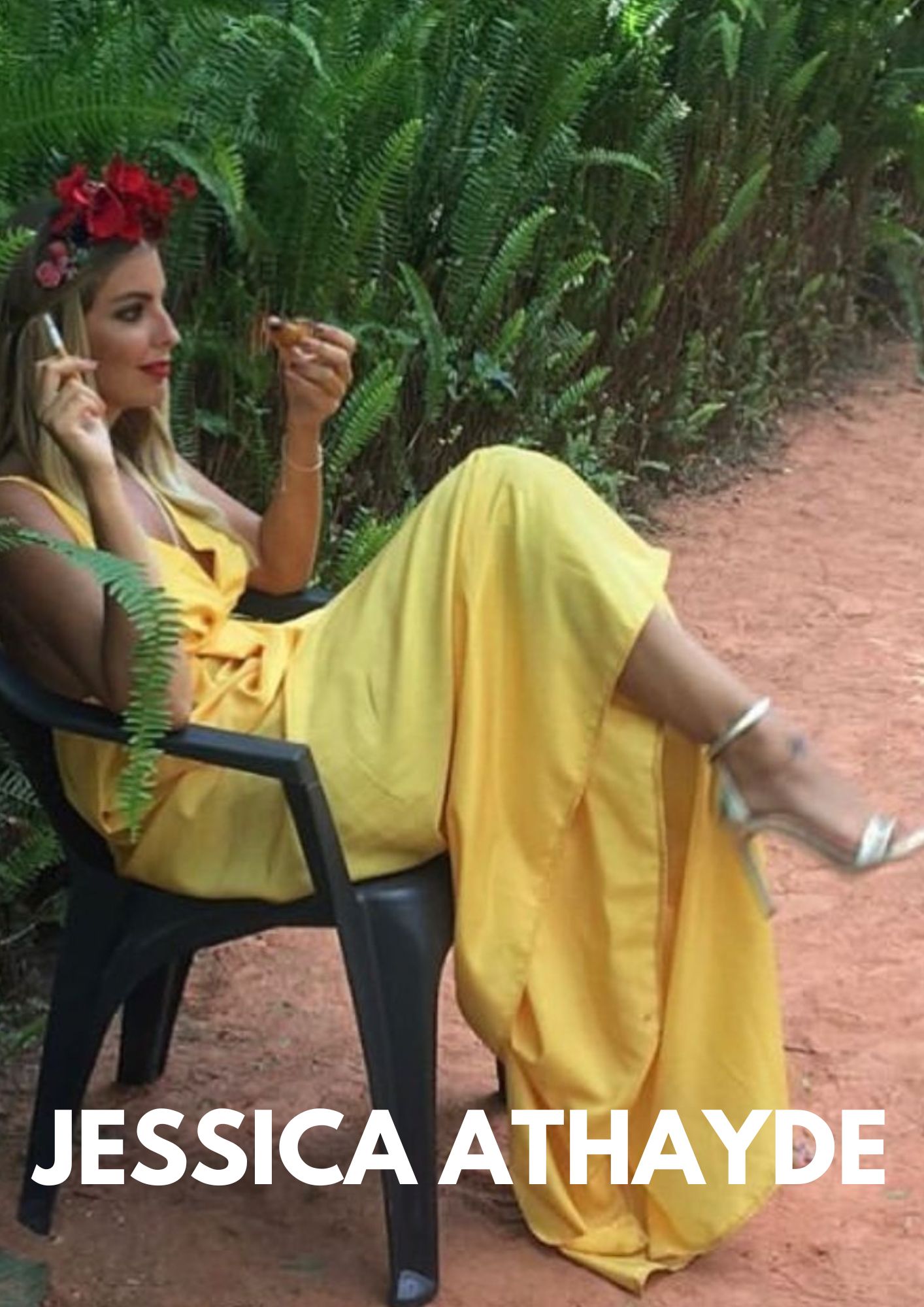 Luso-britische Schauspielerin Jessica Athayde in einem luxuriösen gelben Kleid von MAUÎ Official