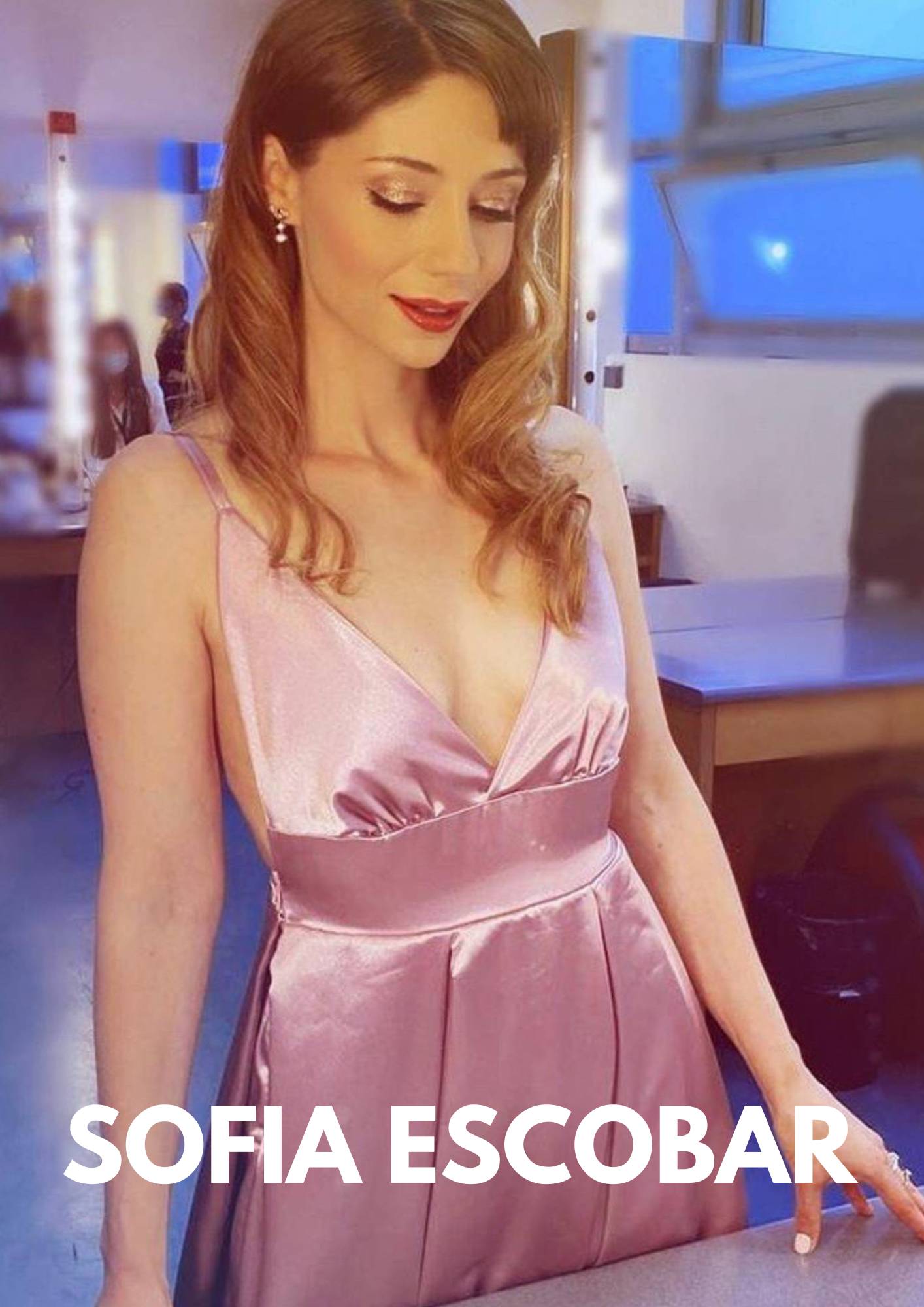 Portuguese actress Sofia Escobar in a luxury pink dress by MAUÎ Official
